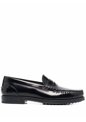Tod's logo plaque leather loafers - Black