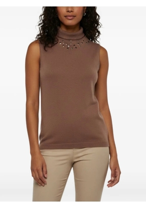 Fabiana Filippi stud-detail roll-neck top - Brown