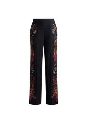 ETRO silk trousers with placed floral Paisley print - Black
