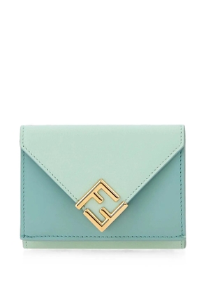 FENDI FF Diamonds logo leather wallet - Green
