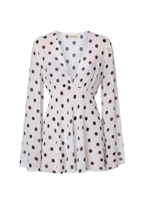 Nicholas Nerissa LS V-neck mini dress - White