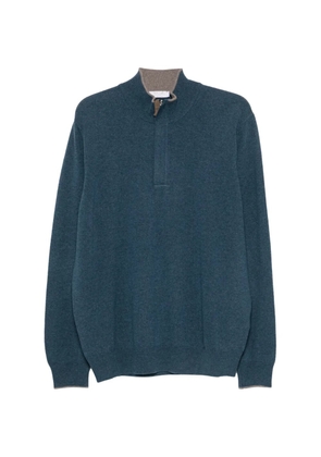 Gran Sasso quarter-zip elbow-patch wool jumper - Blue