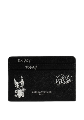 Zadig&Voltaire graffiti-print leather cardholder - Black