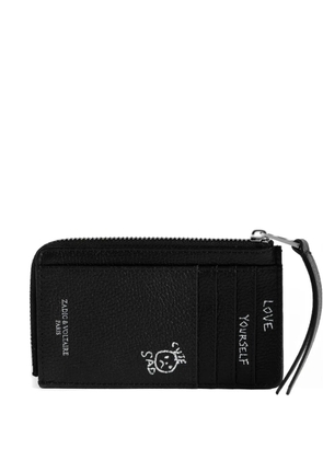 Zadig&Voltaire graffiti-print pebbled cardholder - Black