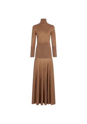 Rabanne button-cuff turtleneck maxi dress - Brown