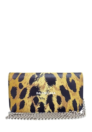 Balenciaga Pre-Owned 2000-2017 Leopard Printed Calfskin Continental Wallet on Chain crossbody bag - Neutrals
