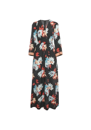 Etro Pre-Owned floral-print embellished-cuff dress - Black