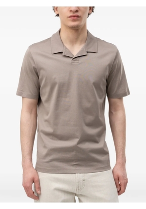 HUGO Dimers logo-patch notch-collar T-shirt - Neutrals