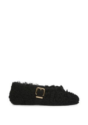 Marni black shearling ballerinas with buckle