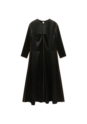 Marni black satin long-sleeved dress with contrast stitching