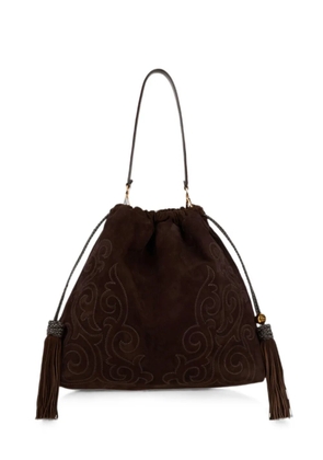 ETRO large suede Kalispera bag with patch and tassels - Brown