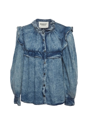 MARANT ÉTOILE ruffle-trim chambray shirt - Blue