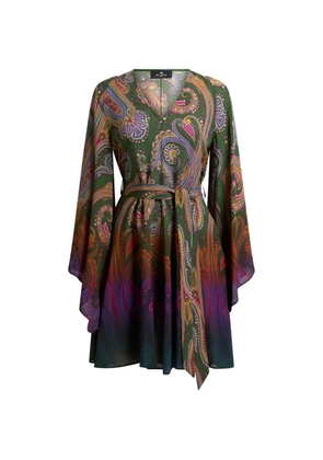 ETRO paisley-pattern belted mini dress - Green