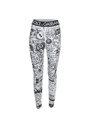 Dolce & Gabbana Pre-Owned graffiti-print leggings - White