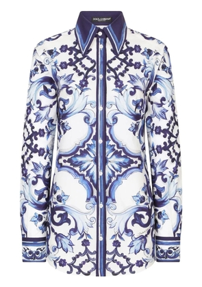 Dolce & Gabbana Majolica-print poplin shirt - Blue