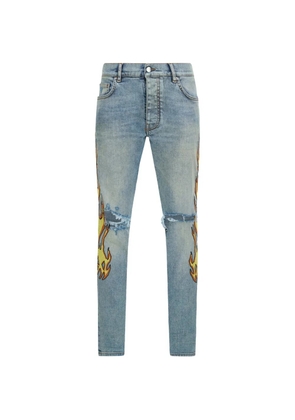 AMIRI flames emb skinny jeans - Blue