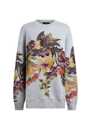 ETRO cotton sweatshirt with placed Paisley and flower print - Grey