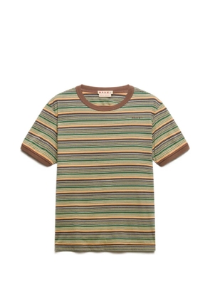 Marni green cotton T-shirt with fine stripes