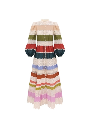 ZIMMERMANN Indra lace-panelled tiered maxi dress - Neutrals