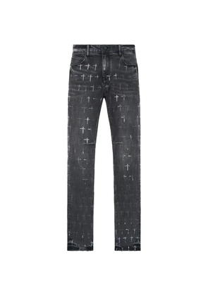 RTA Bryant cross-print denim jeans - Grey