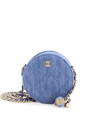 CHANEL Pre-Owned Pearl Crush Round Clutch with Chain Quilted Denim shoulder bag - Blue