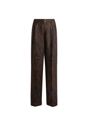 ETRO wool-blend jacquard trousers with Pegaso buttons and Paisley motif - Black