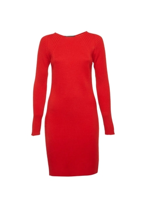 Versace Pre-Owned rib-knit wool midi dress - Red