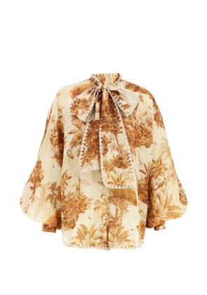ZIMMERMANN Indra tie-neck blouse - Neutrals