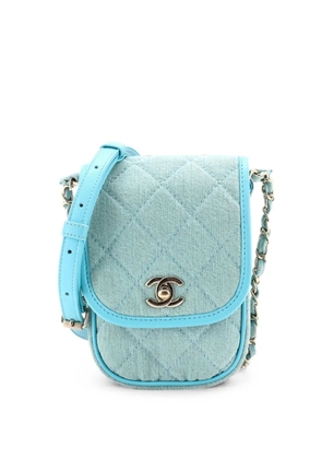 CHANEL Pre-Owned Flap Clutch with Chain Quilted Denim Mini shoulder bag - Blue