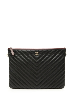 CHANEL Pre-Owned 2018-2019 Medium CC Chevron Caviar O Case clutch bag - Black