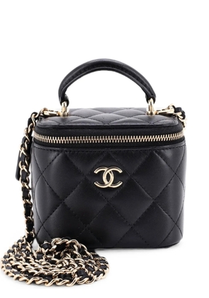 CHANEL Pre-Owned Classic Top Handle Vanity Case with Chain Quilted Lambskin Mini crossbody bag - Black