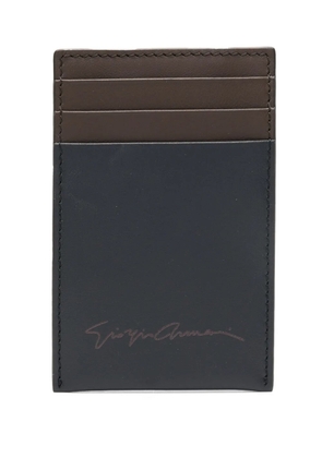Giorgio Armani logo-print leather cardholder - Blue