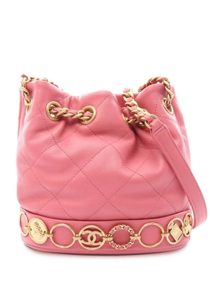 CHANEL Pre-Owned 2021-2026 CC Quilted Lambskin Drawstring bucket bag - Pink