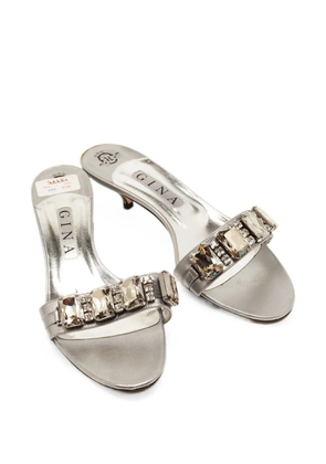 Gina crystal-embellished slide sandals - Silver