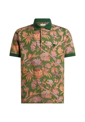 ETRO cotton piqué polo shirt with floral Paisley motif - Green