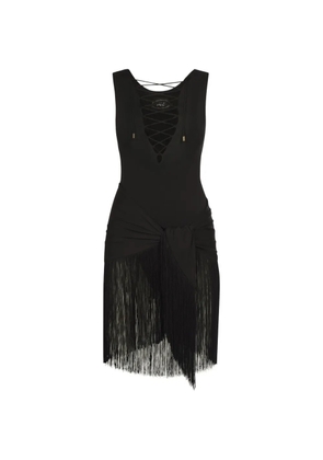 Taller Marmo Sahara lace-up swimsuit and pareo set - Black