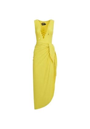 Taller Marmo Grand Sahara lace-up swimsuit and pareo set - Yellow