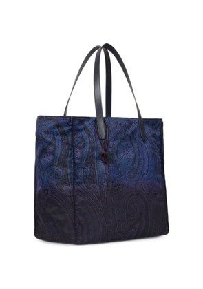 ETRO Unfold Me nylon tote bag with degradé Arnica motif - Blue