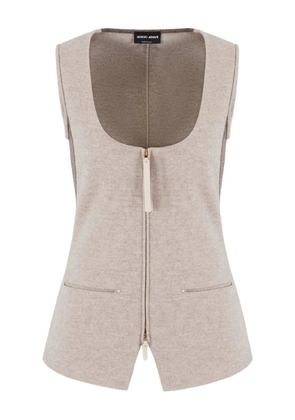 Giorgio Armani scoop-neck zip-up waistcoat - Neutrals