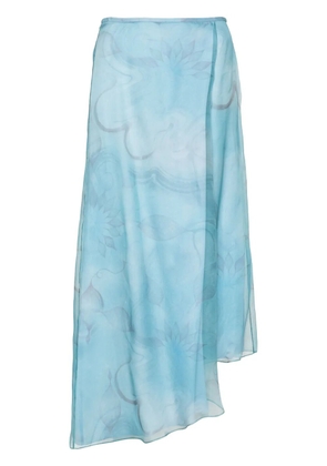 Giorgio Armani floral-print asymmetric skirt - Blue