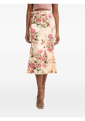GUESS USA Ryan floral-print belted midi skirt - Pink