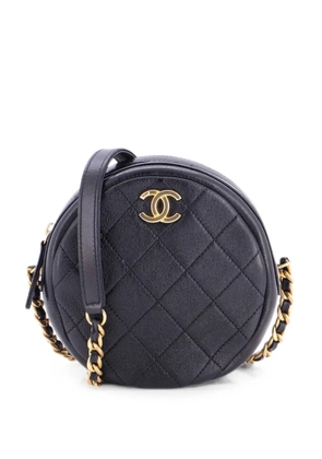 CHANEL Pre-Owned Round Chain Quilted Shiny Lambskin Small crossbody bag - Black