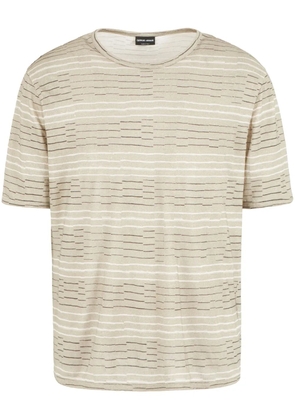 Giorgio Armani striped linen T-shirt - Neutrals