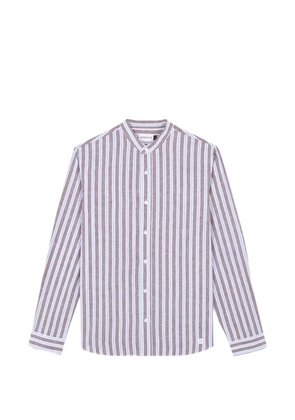 NOWADAYS striped grandad-collar shirt - Brown