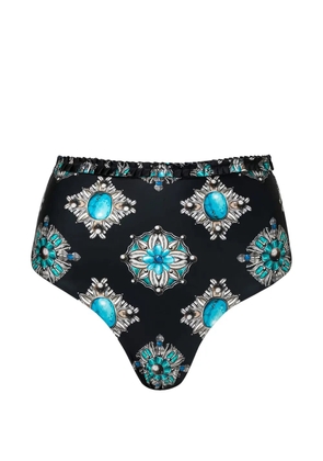 Agua By Agua Bendita Nopal Platero ruffled printed bikini bottom - Black