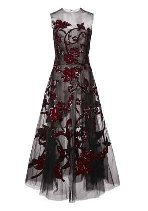 Oscar de la Renta sleeveless embroidered dress - Black