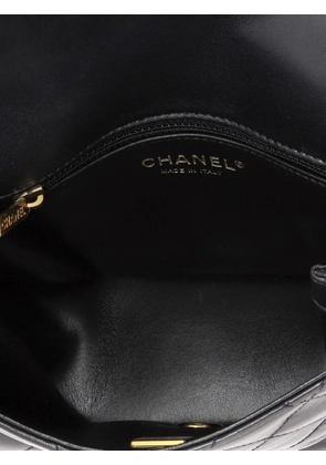 CHANEL Pre-Owned Logo Enamel Full Flap Bag Quilted Lambskin Mini shoulder bag - Black