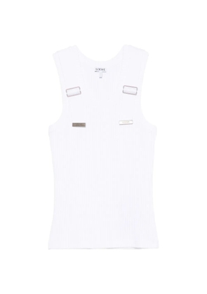 LOEWE buckle-detail ribbed-knit top - White