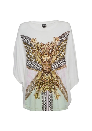 Just Cavalli Vintage printed kimono-sleeve top - White