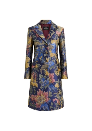 ETRO cotton-blend jacquard coat with floral motif - Blue